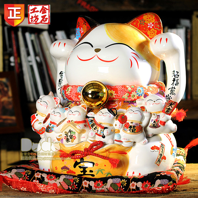 Authentic stone workshop Jin Yunzhao fu long live cat the opened big ceramic furnishing articles opening household important gift
