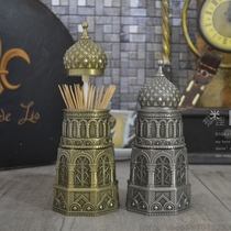 Antique European toothpick holder hand pressure high-end automatic toothpick box fashion creative toothpick holder home hotel decoration