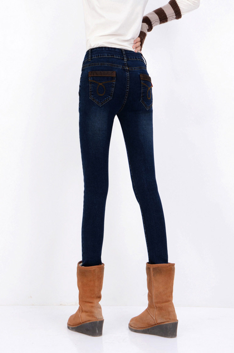 新品女士韩版时尚加厚加绒小脚裤牛仔裤