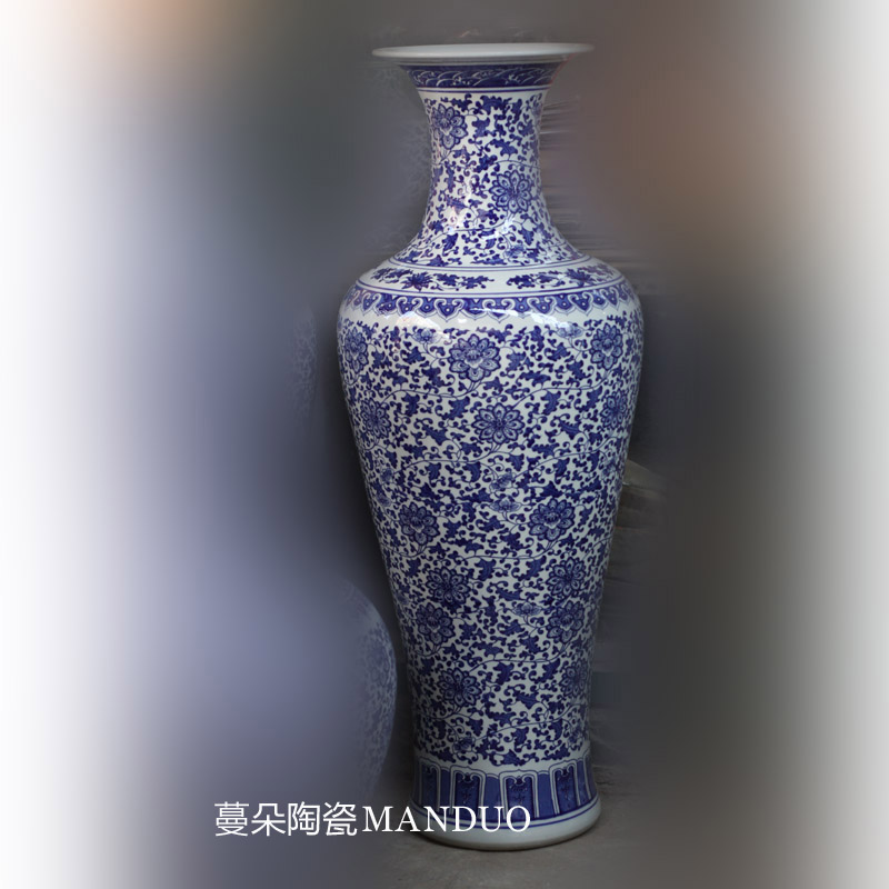 Jingdezhen blue and white flowers classical furnishings vase full 1 m sitting room furnishings simple big vase