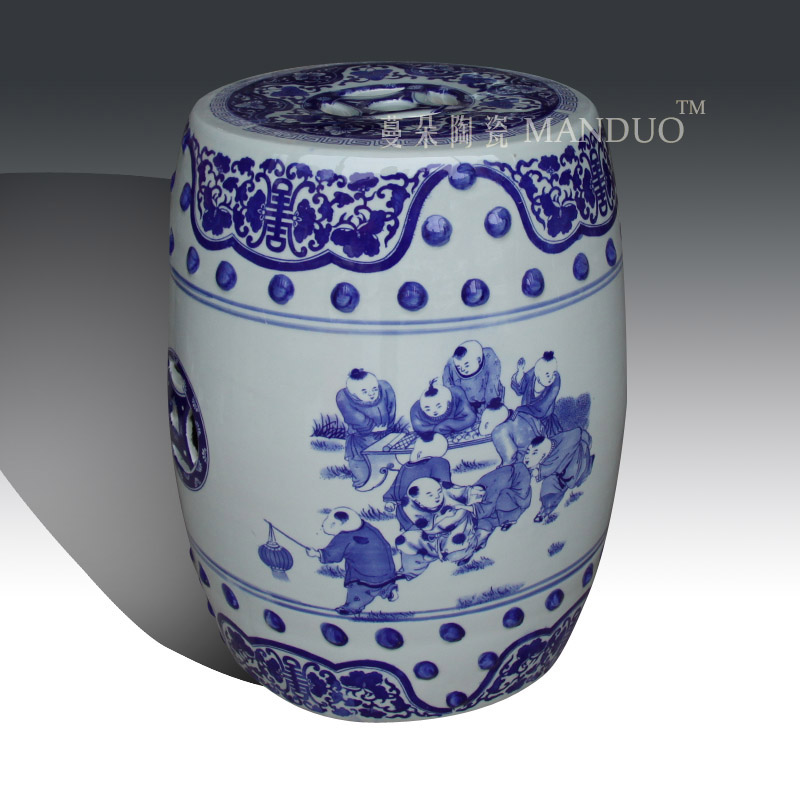 Blue and white dragon art porcelain who classical classical fashion cultural ceramic who tong qu ceramic stools