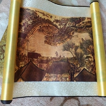 Silk painting Qingming Shanghe picture scroll hanging painting decoration retro Chinese style features to send foreigners high-end gifts
