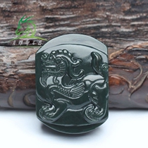 Xiao Yazhai natural Hetian jade Qingyu Unicorn belt buckle mens atmospheric lucky Pixiu Xiangrui jade unicorn waist buckle