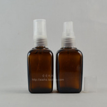 50ml Brown Transparent Square Cone Essential Oil Bottle with Transparent Plastic Spray Head Split Bottle Makeup Tool