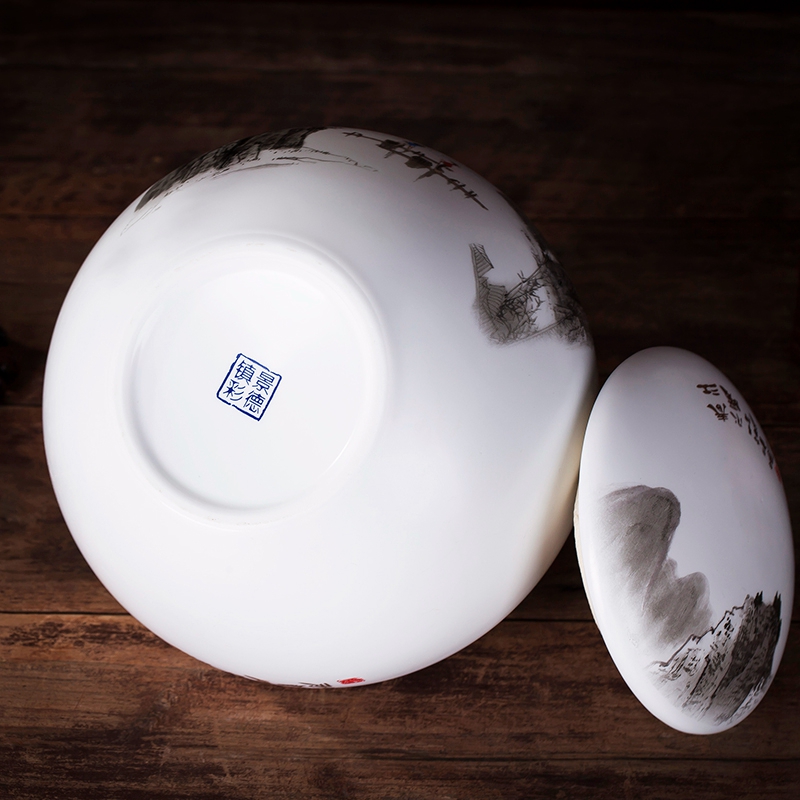 Jingdezhen ceramic tea caddy fixings tea box caddy fixings large - sized ceramic jar puer tea storage tanks