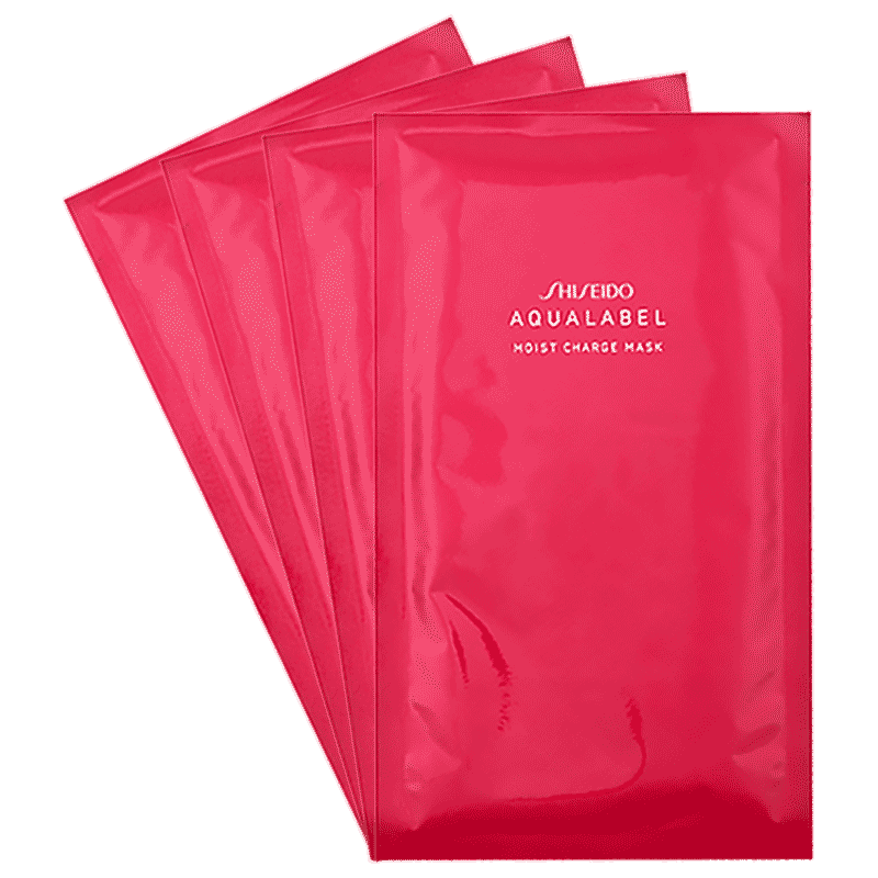 环球闪购资生堂aqualabel水之印弹力保湿亮肤面膜4片 酒红色