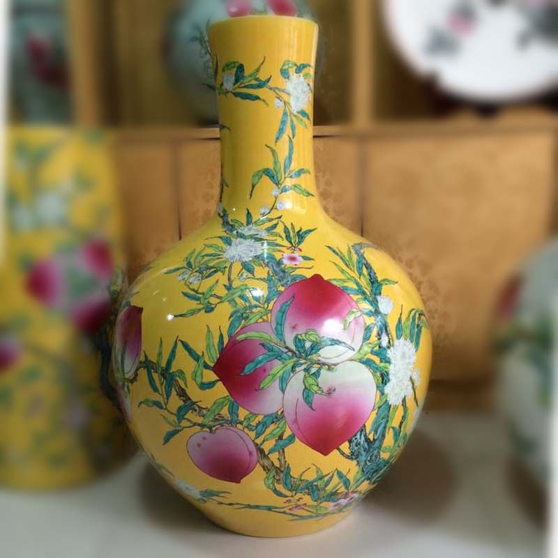 Jingdezhen pure hand - made copy qianlong nine celestial peach vase 33-76 - cm high imitation the qing xiantao hand - made of vases