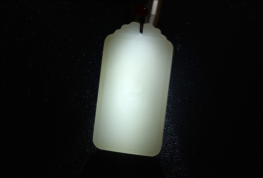 超细高密度过灯无暇 和田玉羊脂玉【龙凤呈祥】玉牌挂件75克