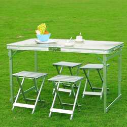 Outdoor folding table and chair, aluminum alPloy table and c