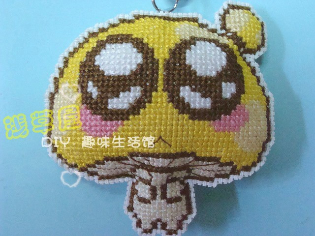 (Full 38)Mushroom dot (grievance) double-sided three-dimensional cross stitch DIY handmade pendant finished product