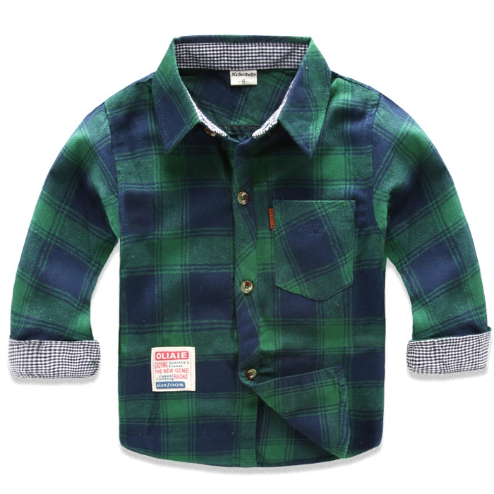 Children Grindling Shirt Boy Plaid Shirt Male Baby Pure Cotton Shirt Boy Dress Boy Long Sleeve Shirt Spring Autumn Clothing