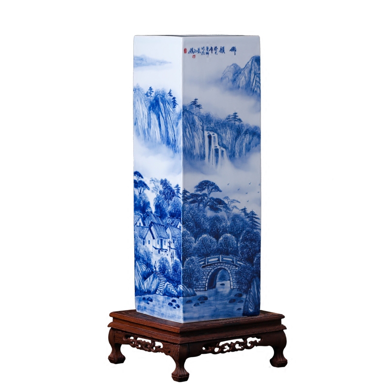 The Master of jingdezhen ceramics hand - made tungs of hometown square vase flower tube quiver sitting room place, the study of calligraphy and painting
