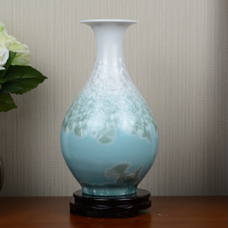 Jingdezhen crystalline glaze ceramic vase dried flowers flower arrangement sitting room European - style table creative household soft adornment is placed