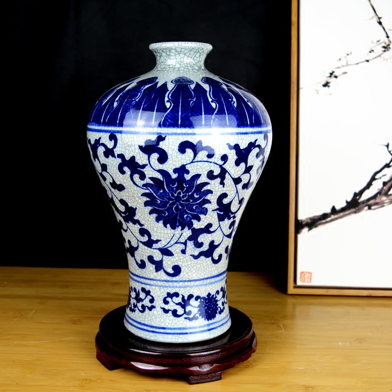 Jingdezhen ceramics archaize open a piece of blue and white porcelain vase China wind household flower arrangement sitting room adornment is placed