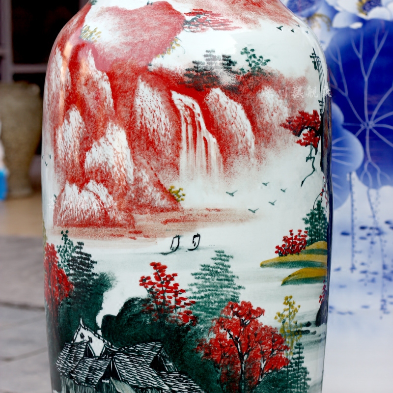 Jingdezhen ceramics hand - made landscape has a long history of large vase home furnishing articles craft supplies sitting room