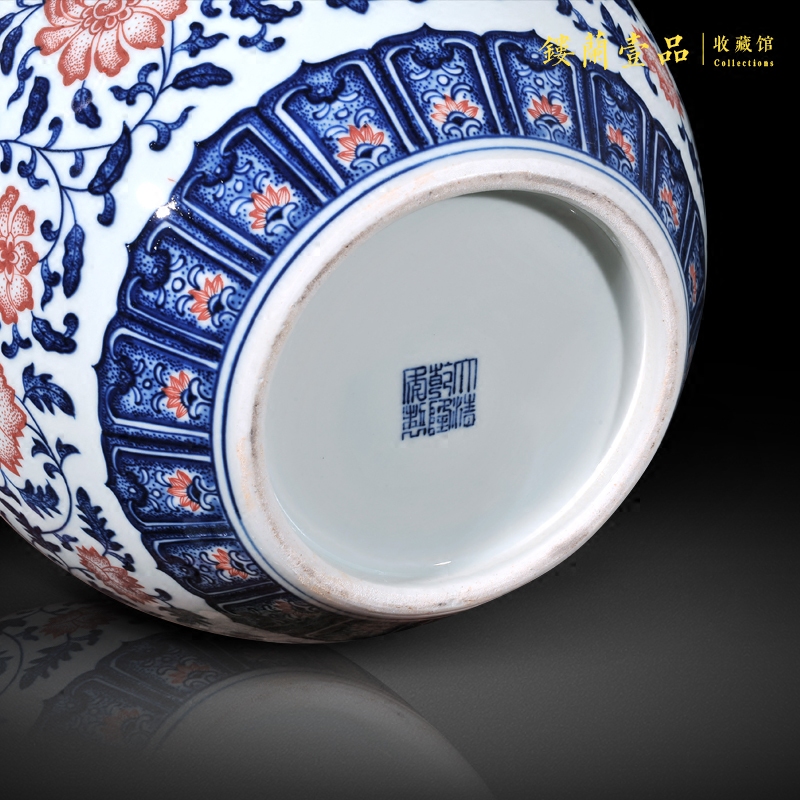 Jingdezhen ceramics ocean 's imitation of the qing qianlong bound branch lotus cylinder new Chinese vase sitting room aquarium furnishing articles writing brush washer