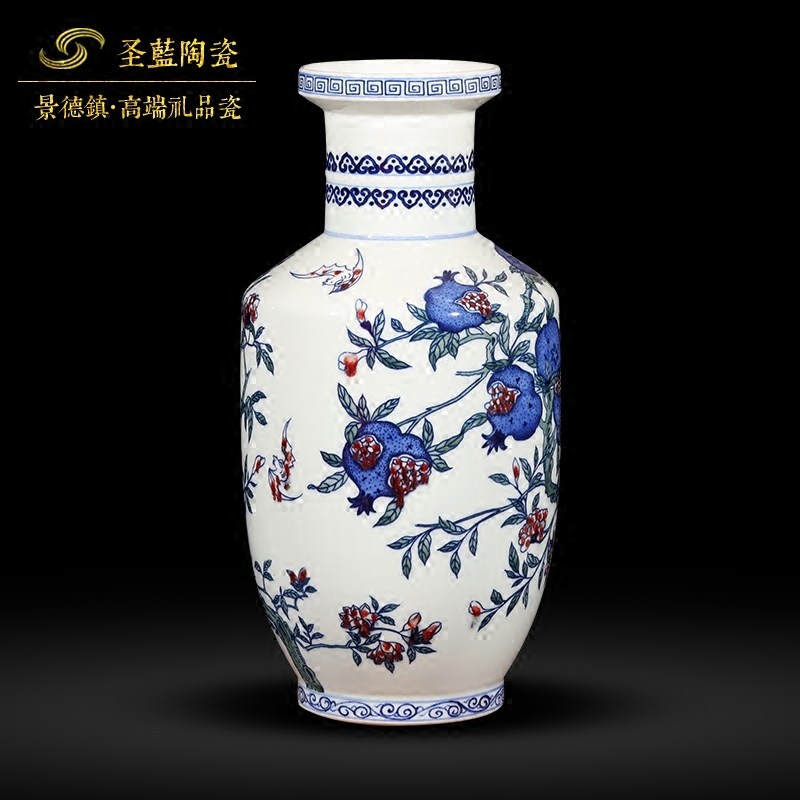 Jingdezhen ceramics hand - made porcelain live figure antique vase of new Chinese style living room TV cabinet decorative furnishing articles