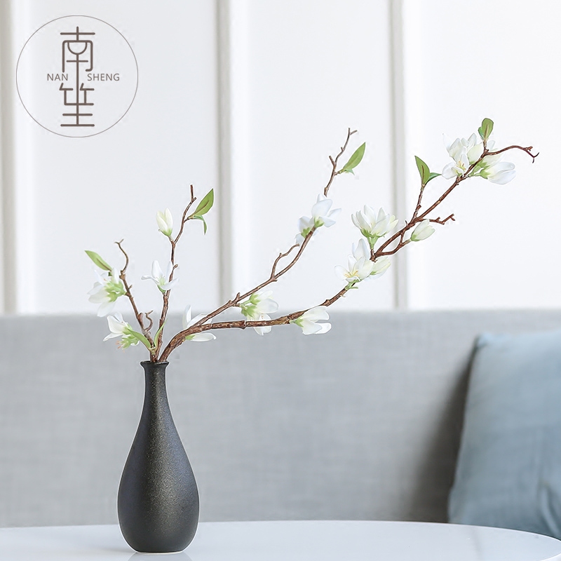 Nan sheng household act the role ofing is tasted, black ceramic vase simulation flower, dried flower flower, furnishing articles ornaments of TV bar face