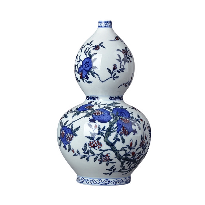 Jingdezhen ceramic vases, antique hand - made porcelain up gourd Chinese style living room TV cabinet decorative furnishing articles arranging flowers