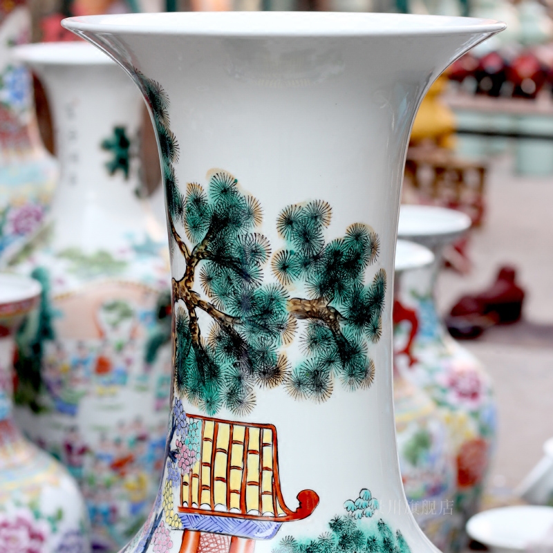 Jingdezhen ceramics of large vases, hand - made famille rose porcelain of the ancient philosophers lad make spring sitting room adornment is placed