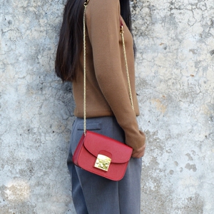 迷你链条真皮小方包