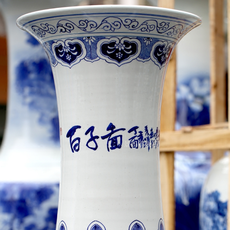 Jingdezhen blue and white porcelain hand - drawn characters of the ancient philosophers figure sitting room of large vase household ceramics furnishing articles of modern jewelry