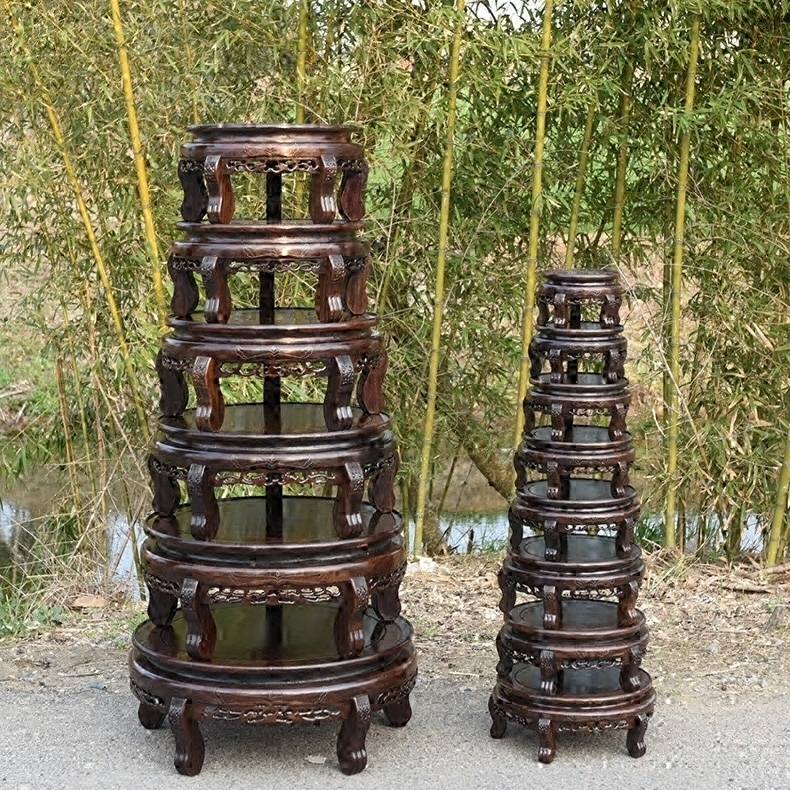 Solid wood sword fish tank base cylinder vase bonsai base circle of Buddha base household act the role ofing is tasted furnishing articles base frame