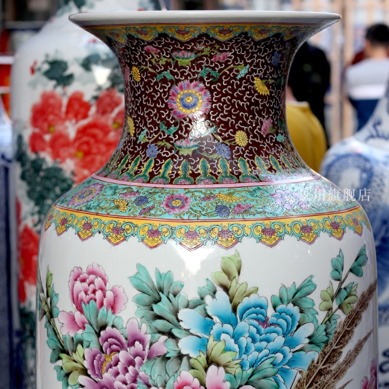 Jingdezhen ceramics powder enamel notes hall riches and honour of large vase home sitting room study office furnishing articles act the role ofing is tasted