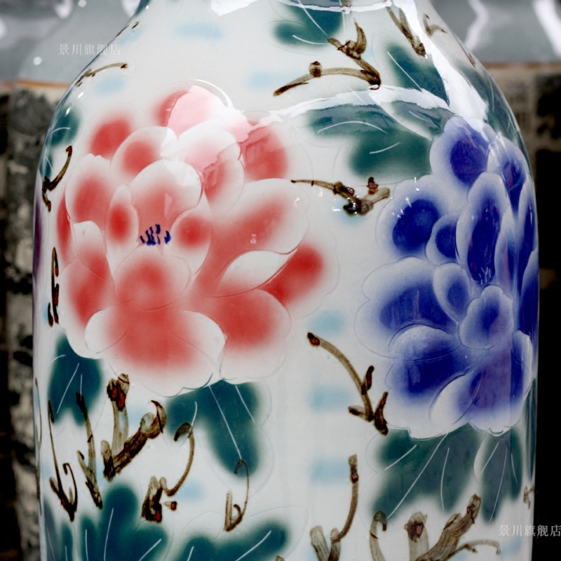 Jingdezhen ceramics hand - made blooming flowers large vases, home furnishing articles sitting room of Chinese style hotel adornment