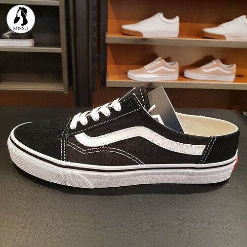 【金小姐】vans经典黑白old skool 半跟情侣帆布鞋vn0a3mus6bt_7折