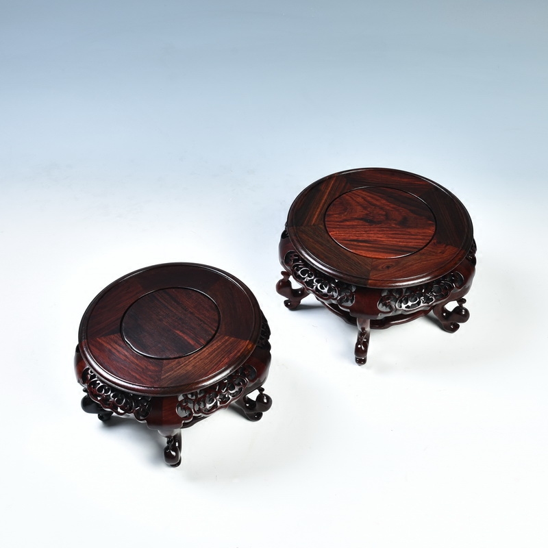 Pianology picking red mahogany acid branches crafts of Buddha lotus base round solid wood vases are it base