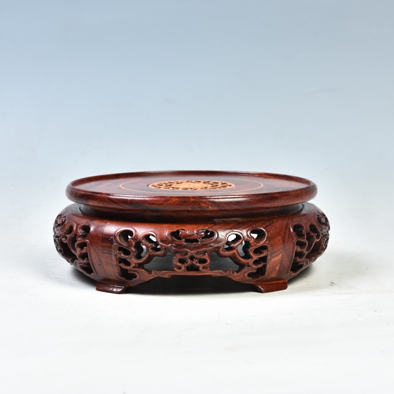 Pianology picking red sandalwood round solid wood home furnishing articles woodcarving handicraft wooden flower pot base