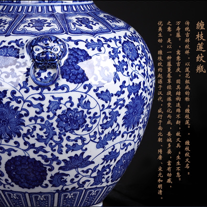 Blue and white porcelain of jingdezhen ceramics large vases, flower arranging furnishing articles archaize of new Chinese style porch decoration large living room