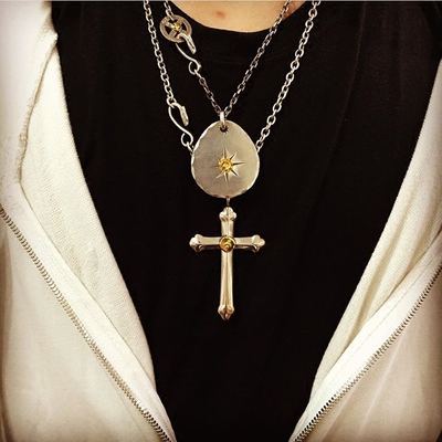 日本高桥吾郎手工复刻十字架吊坠男女毛衣链潮余文乐同款情侣项链