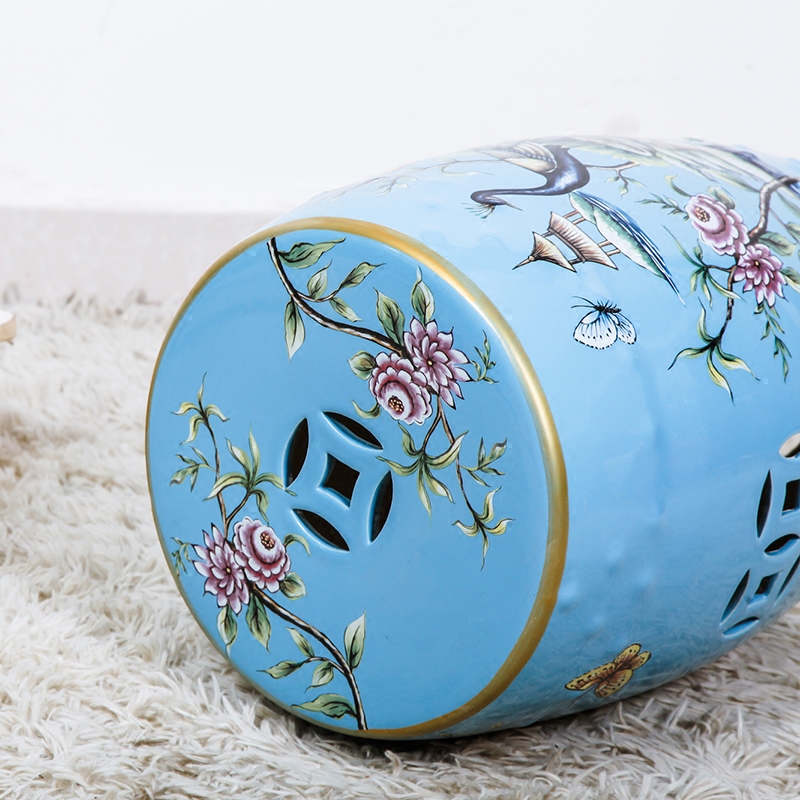 Modern Chinese rural wind ceramic drum who dressing change shoe who pier embroidered pier decorated living room furniture furnishing articles