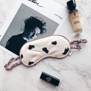 新品包邮丝滑缎面粉色豹纹木耳边舒适睡眠遮光护眼透气女士眼罩