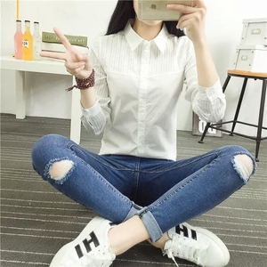 韩版休闲翻领长袖打底衬衫