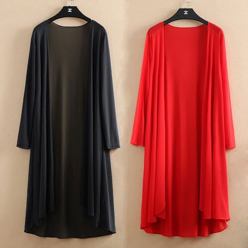 防晒衣女中长款薄款开衫外搭夏天披风网纱夏季雪纺披肩外套空调衫_7折