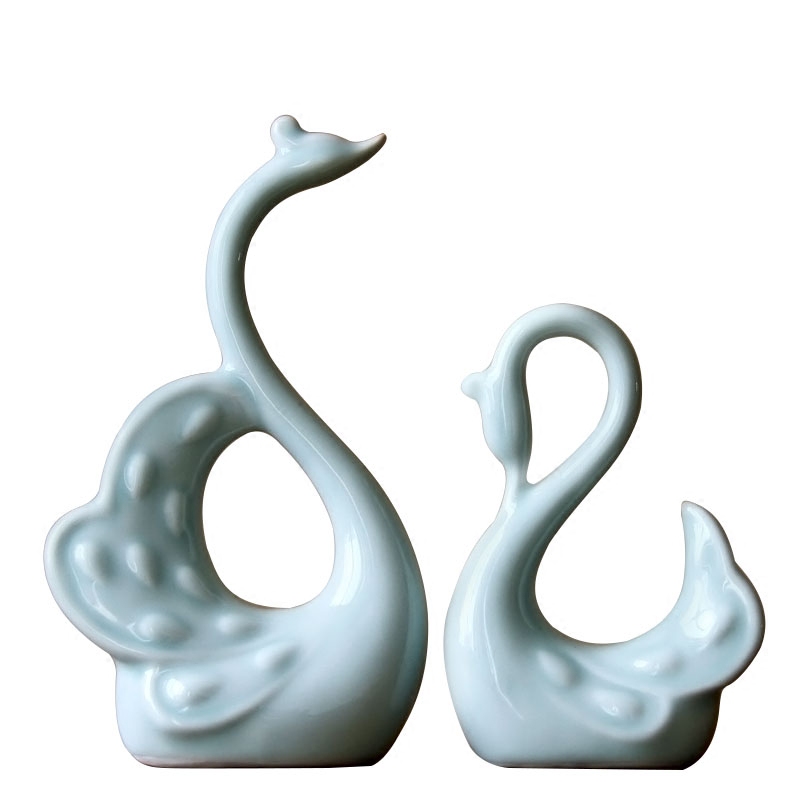 Rain tong home | shadow green porcelain swan furnishing articles home decoration porcelain of jingdezhen ceramics auspicious decoration