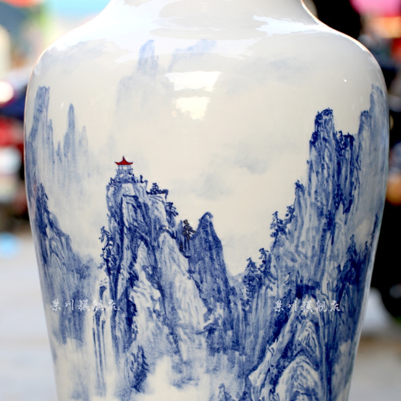 Jingdezhen porcelain ceramics hand - made sitting room be born Chinese landscape painting flower arranging big vase household furnishing articles ornaments