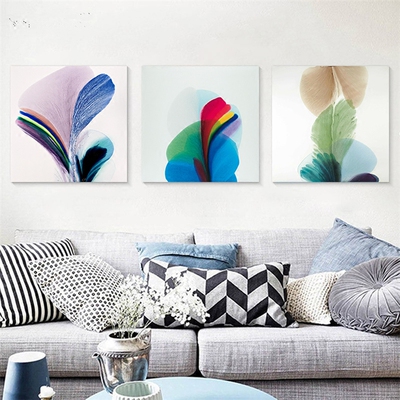 客厅装饰画抽象艺术现代简约挂画餐厅油画羽毛卧室壁画床头无框画