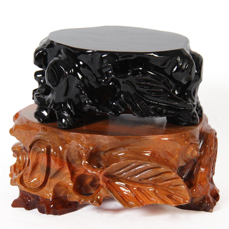 实木质石头玉石摆件工艺品底座 花瓶花盆 红木根雕奇石底座可挖槽