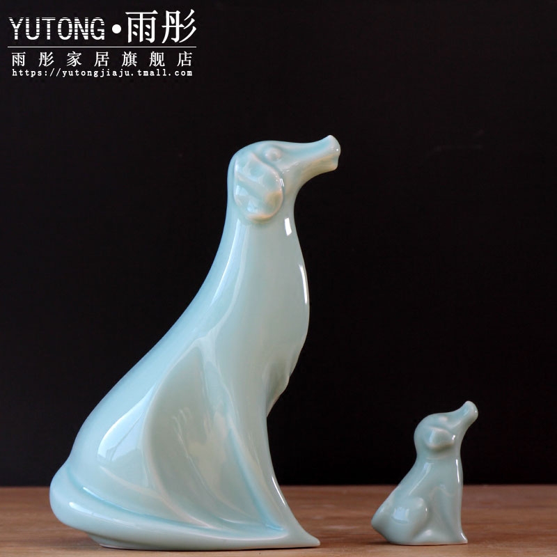 Dog ornaments of jingdezhen ceramic manual shadow green zodiac year of Dog Dog home furnishing articles