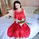 Pyjamas for women summer short-sleeved loose large size ice silk nightgown sleeveless fat M200 pounds silk suspender midi skirt