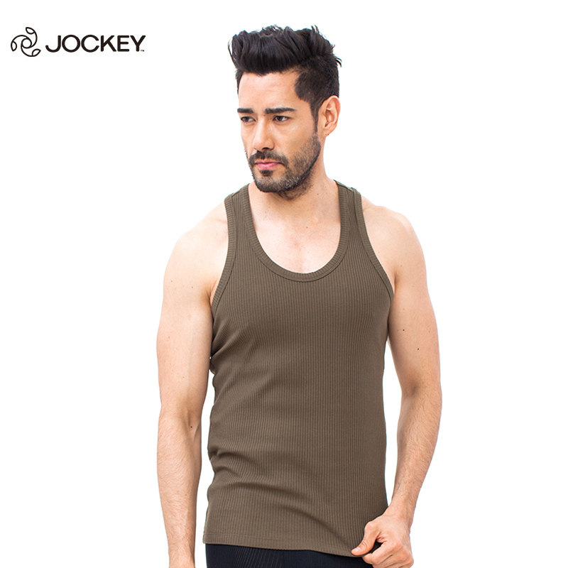 jockey夏季男士运动工字背心休闲螺纹棉吸汗背心纯色无袖t恤 潮_不