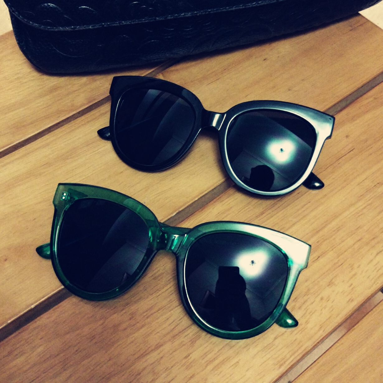 South Korea Polarized Sunglasses Tide Round Frame Glasses Green Cat Eye Retro Lady Sunglasses with Near Visual Sunglasses