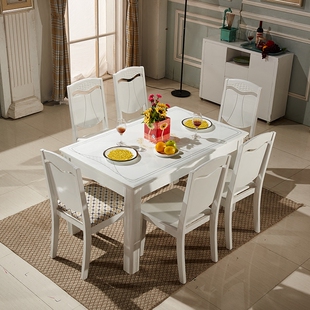 包邮大理石餐桌现代简约餐桌椅组合实木小户型吃饭桌一桌四椅六椅