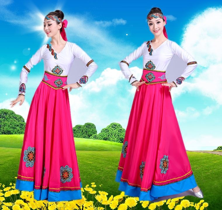 New Mongolian dance practice skirt adult half-length skirt Xinjiang Uyghur practice large swing skirt ethnic dance clothes