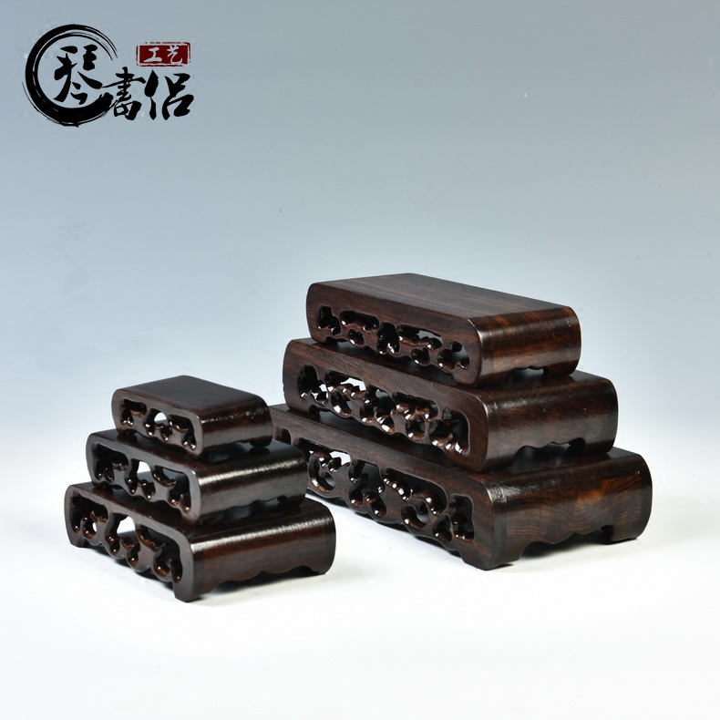 Ebony wood carving handicraft base solid wood stone base of jade seal base it wooden tea service base