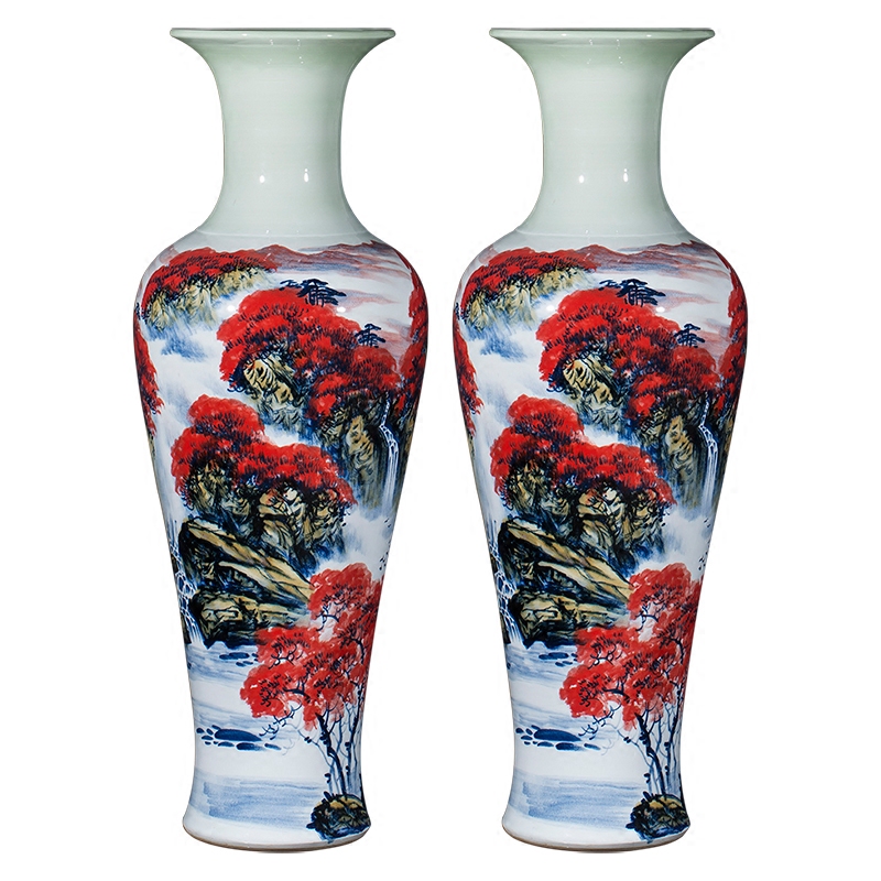 Jingdezhen ceramic floor big vase high furnishing articles hand - made large landscape painting home sitting room TV ark, adornment